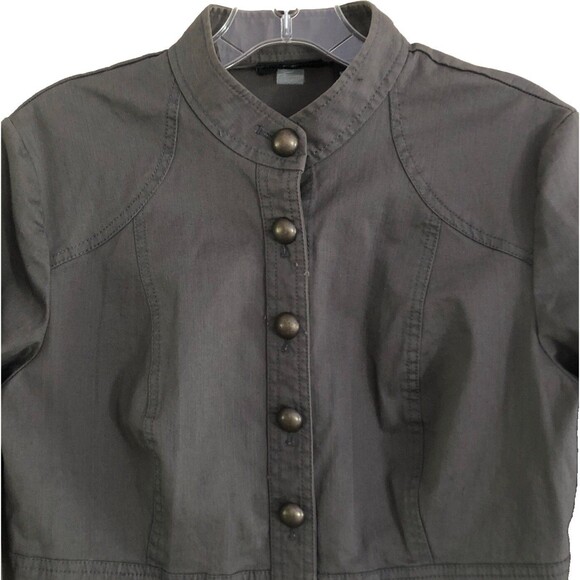 New York Company Gray Military Jacket Womens Sz 6 Y2K Utility Cotton Blazer FLAW - Picture 2 of 15